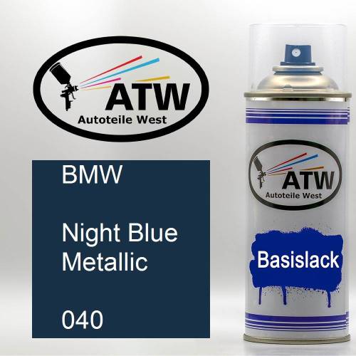 BMW, Night Blue Metallic, 040: 400ml Sprühdose, von ATW Autoteile West.